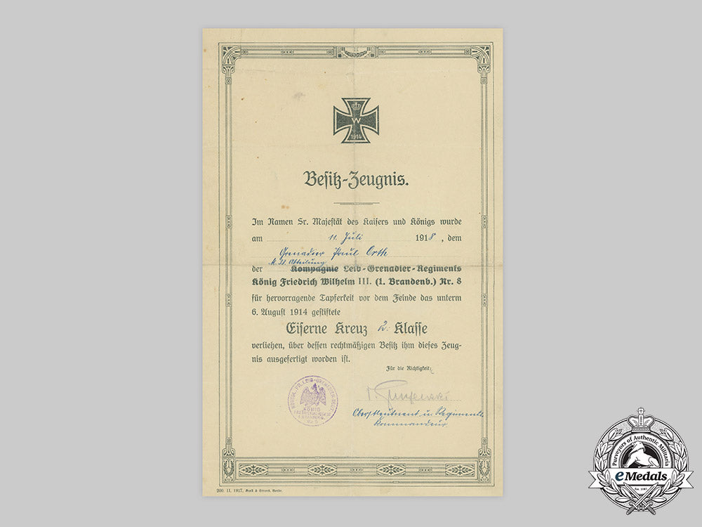 germany,_imperial._a1914_iron_cross_ii_class_document_to_grenadier_paul_orth_c20_01095