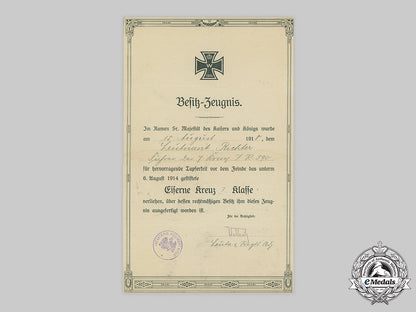 germany,_imperial._a1914_iron_cross_i_class_award_document_to_leutnant_richter_c20_01098_1