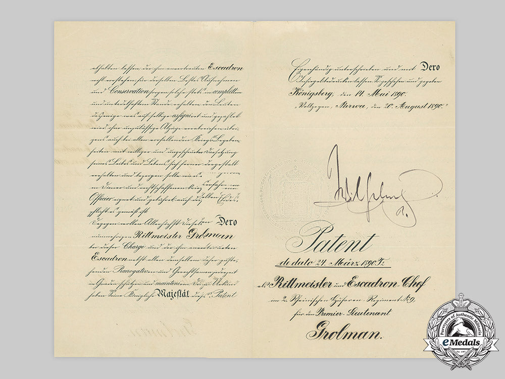 germany,_imperial._a_promotion_certificate_to_cavalry_captain_and_squadron_leader_grolman1890_c20_01101