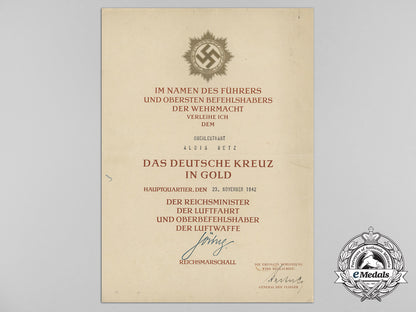 a1942_german_cross_in_gold_award_document_to_oberleutnant_alois_wetz_c_0934