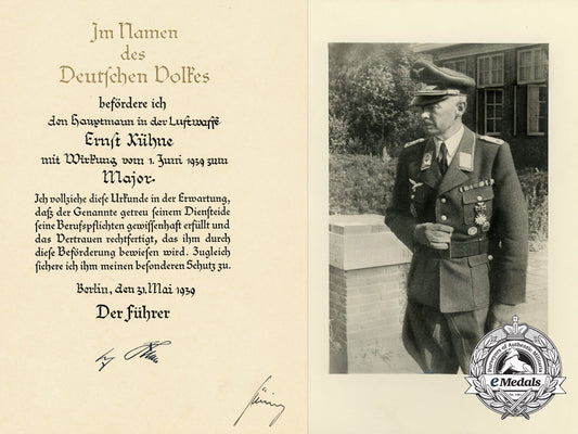 an_official1939_luftwaffe_promotion_document_to_major_ernst_kühne_signed_by_göring_c_1348_1_1_1_1