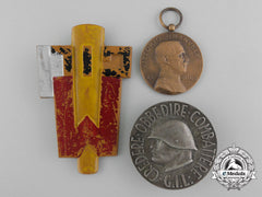 A Lot Of Three Second War Fascist Italian Medals And Badges