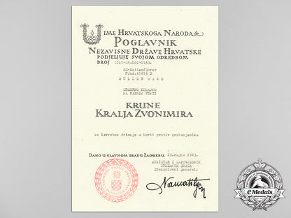 a_croatian_award_document_for_king_zvonimir's_medal_to_ss-_rottenführer_hans_muller_c_3314