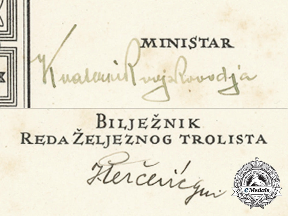 a_second_war_croatian_order_of_iron_trefoil_award_document_to_hauptmann_g._modes_c_3349