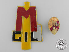 Two Italian Fascist Youth Gil (Gioventu Italiano Del Littorio) Insignia