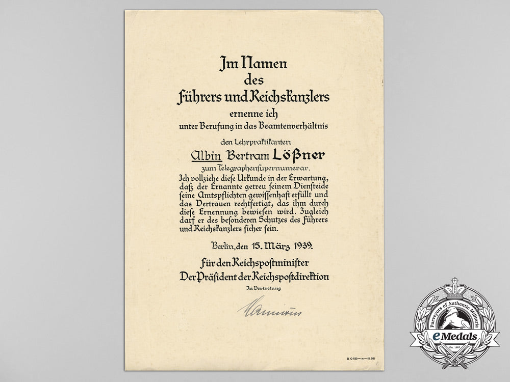 a1939_reich_postal_administration_appointment_document_c_3610