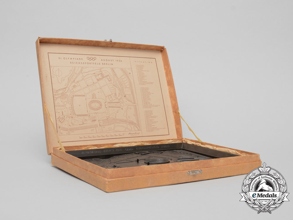 a1936_xi_berlin_summer_olympic_games_grounds_boxed_model_with_mirror,_brochure&_pamphlet_c_5472