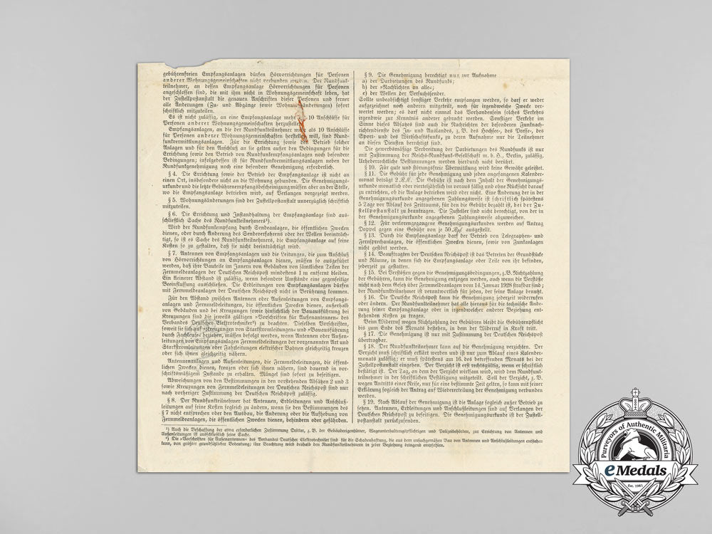 a1938_german_broadcasting_permit_for_radio_operation_c_5710