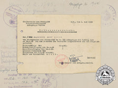 A 1945 Wehrmacht Discharge Certificate Signed By Major General Kittel