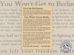 A Late War German Propaganda Leaflet Against The G.i’s Of The 45Th Division