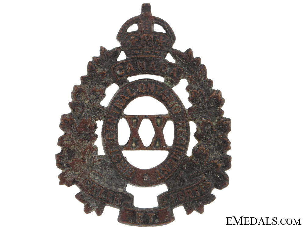 20_th_battalion(_first_central_ontario)_cap_badge,_cef_cb777