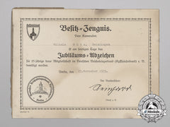 A Kyffhäuser Veterans Association 25 Year Membership Award Document