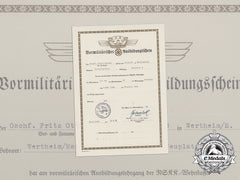 A Wartime Nskk Training Seminar Certificate To Oberscharführer Fritz Ottmar