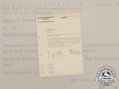 Germany, Ss. A Promotion Recommendation For Ss-Sturmbannführer Dr. Gustav Schlotterer