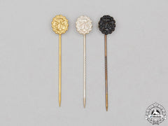 A Complete Grouping Of Three First War German Naval Wound Badge Miniature Stick Pins