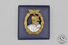 A Second War German Kriegsmarine Auxiliary Cruiser Badge In Its Case Of Issue