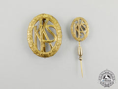 Germany. An Kks (Small-Caliber Shooting Association) Badge And Miniature Stick Pin