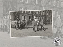 Germany, Heer. A Wartime Period Photo Of A Marching Infantry Unit With Flag Bearer