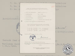 A Wehrmacht Flak Badge Application For Oberleutnant Alfons Schulz