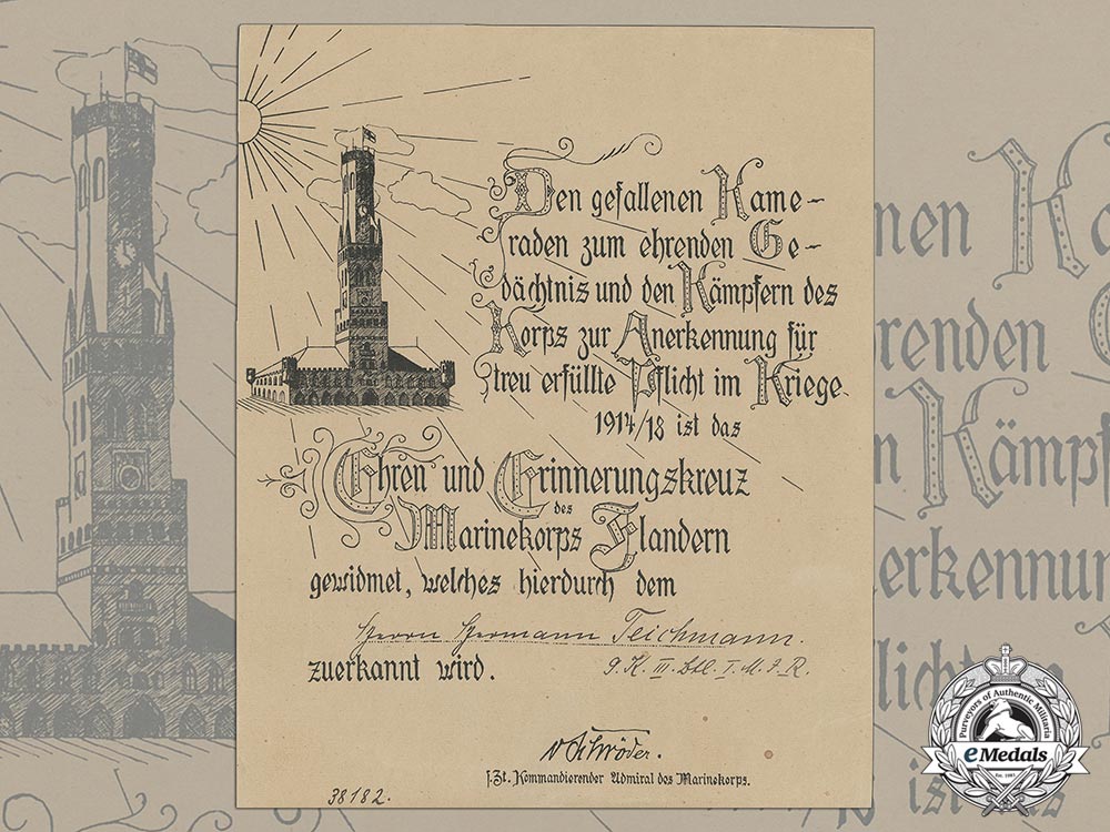 a_german_imperial_naval_corps_flanders_cross_document_to_hermann_teichmann_cc_3555