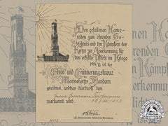 A German Imperial Naval Corps Flanders Cross Document To Hermann Teichmann