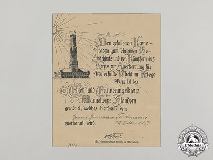 a_german_imperial_naval_corps_flanders_cross_document_to_hermann_teichmann_cc_3556