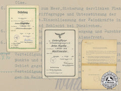 A Document Group To Flak Oberwachtmeister Anton Mischke
