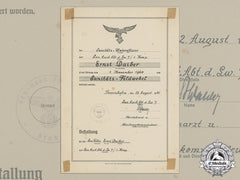 A Luftwaffe Medical Sergeant Promotion Document To Ernst Daiber