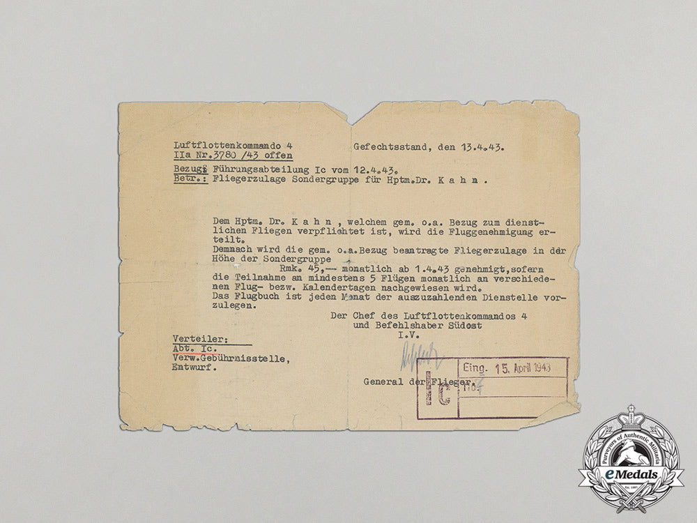 germany,_luftwafffe._a_document_group_to_hauptmann_dr._eugen_kahn;_bulgarian_pilot_badge_cc_3749_1