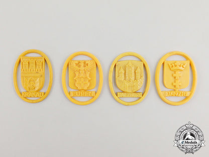four_third_reich_period_city_badges;_salzburg,_eupen,_danzig,_and_krakau_cc_5135