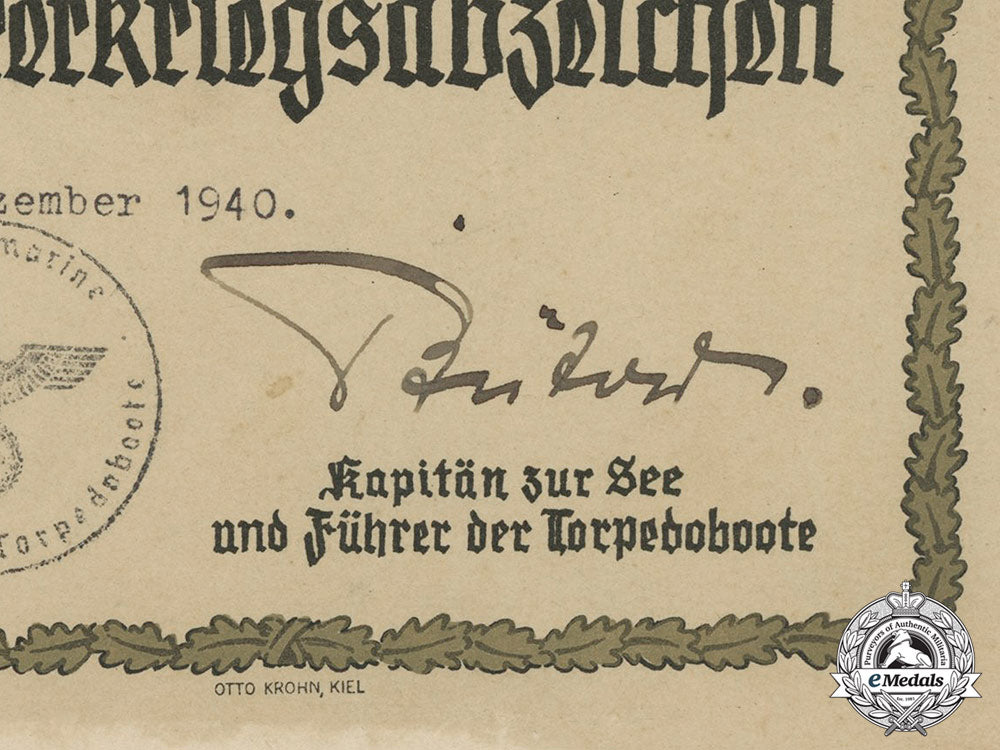 a1940_destroyer_war_badge_award_document_to2_nd_torpedo_boat_flotilla_cc_5760