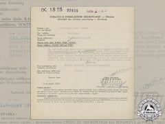 A Croatian Silver Merit Medal Document To Oberjäger Josef Lemmen