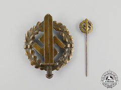 A Bronze Grade Sa Sports Badge With Its Matching Stick Pin