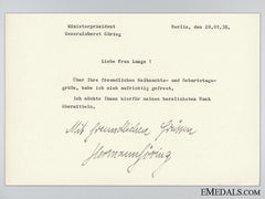 Christmas And Birthday Greetings Letter Signed Hermann Göring