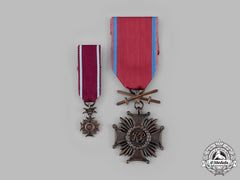 Poland, Ii Republic. A Cross Of Merit, Iii Class Bronze Grade With Swords, Fullsize And Miniature