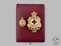 Bulgaria, Kingdom. A Red Cross Badge, Ii Version, Fullsize And Miniature