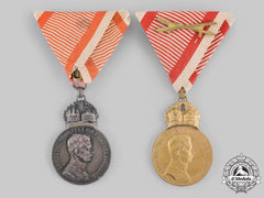 Austria, Imperial. A Pair Of Military Merit Medals By Heinrich Kautsch