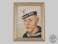Germany, Kriegsmarine. An Oil Painting Of Em/Nco Theodor Wattenberger, Kreuzer Köln