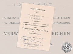 Germany, Heer. A Gold Grade Wound Badge Award Document To Private Gustav Havel
