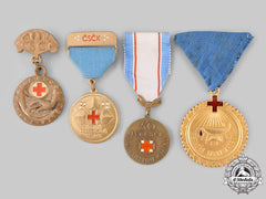 Czechoslovakia, Socialist Republic; Hungary, People's Republic. Four Red Cross Medals