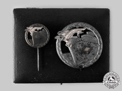 Germany, Kriegsmarine. A Blockade Runner Badge, Cased Set With Pin, By Schwerin