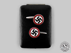 Germany, Third Reich. A Set Of Nsdap Sympathizer Cufflinks, With Case, By Hütse