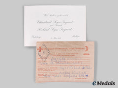 Germany, Nsdap. A Post-War Pow Postcard And Wedding Announcement Of Son Of Arthur Seyß-Inquart, Richard