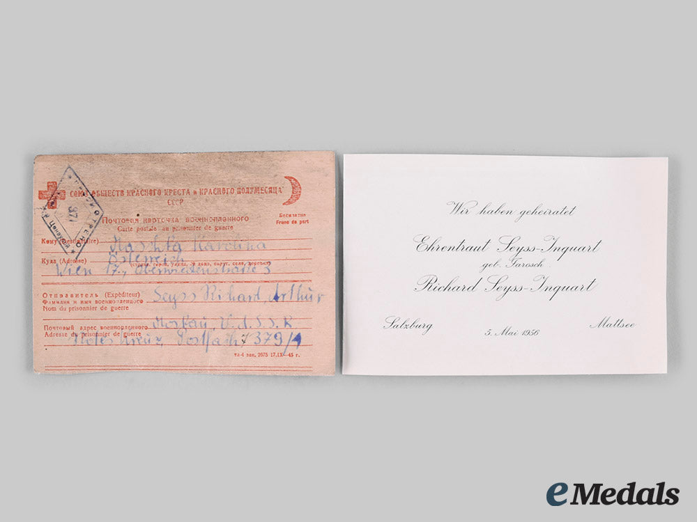 germany,_nsdap._a_post-_war_pow_postcard_and_wedding_announcement_of_son_of_arthur_seyß-_inquart,_richard_ci19_3524_1_1_1