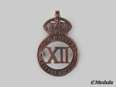 Canada, Cef. A 12Th York Rangers Cap Badge, By P.w.ellis, C.1914
