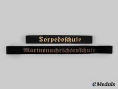 Germany, Kriegsmarine. A Pair Of Naval School Cap Ribbon Tallies