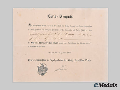 germany,_imperial._an_award_document_for_an1870_iron_cross,_ii_class,_to_feldwebel_johann_carl_friedrich_riemer_ci19_4202_1