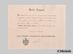 Germany, Imperial. An Award Document For An 1870 Iron Cross, Ii Class, To Feldwebel Johann Carl Friedrich Riemer