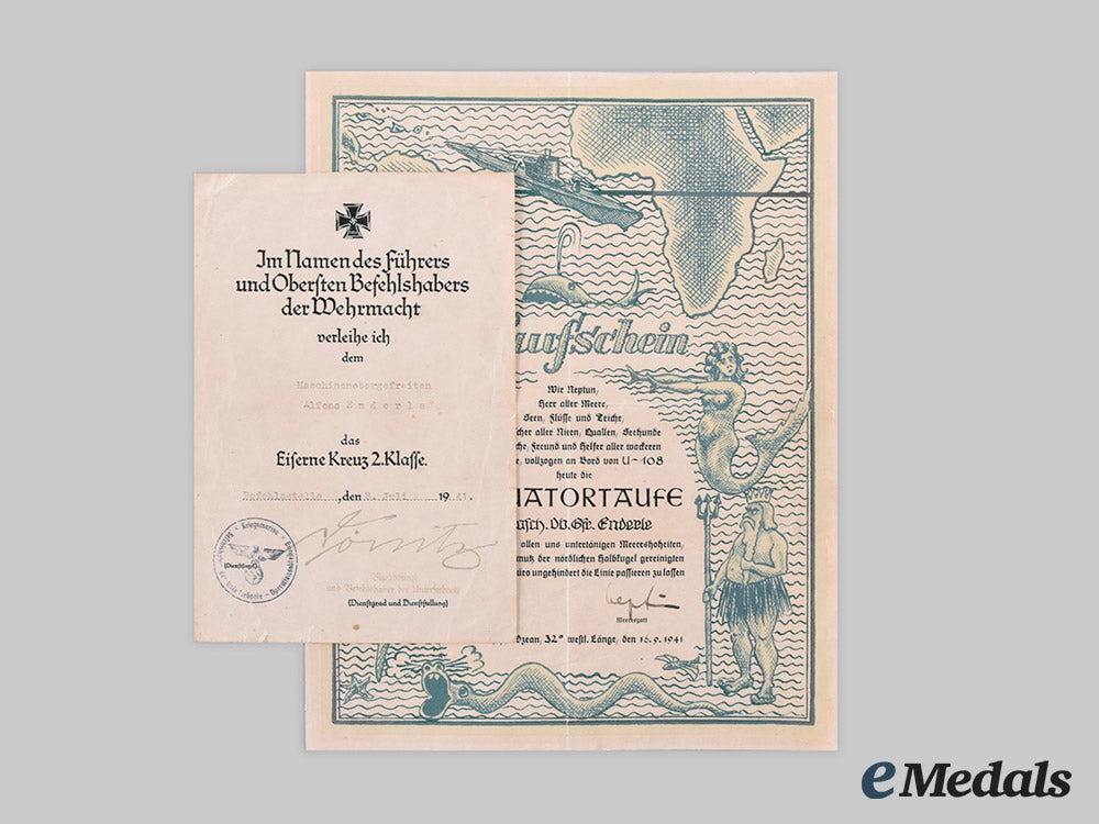 germany,_kriegsmarine._a_rare_set_of_award_documents_to_alfons_enderle,_signed_by_dönitz_ci19_4265_1