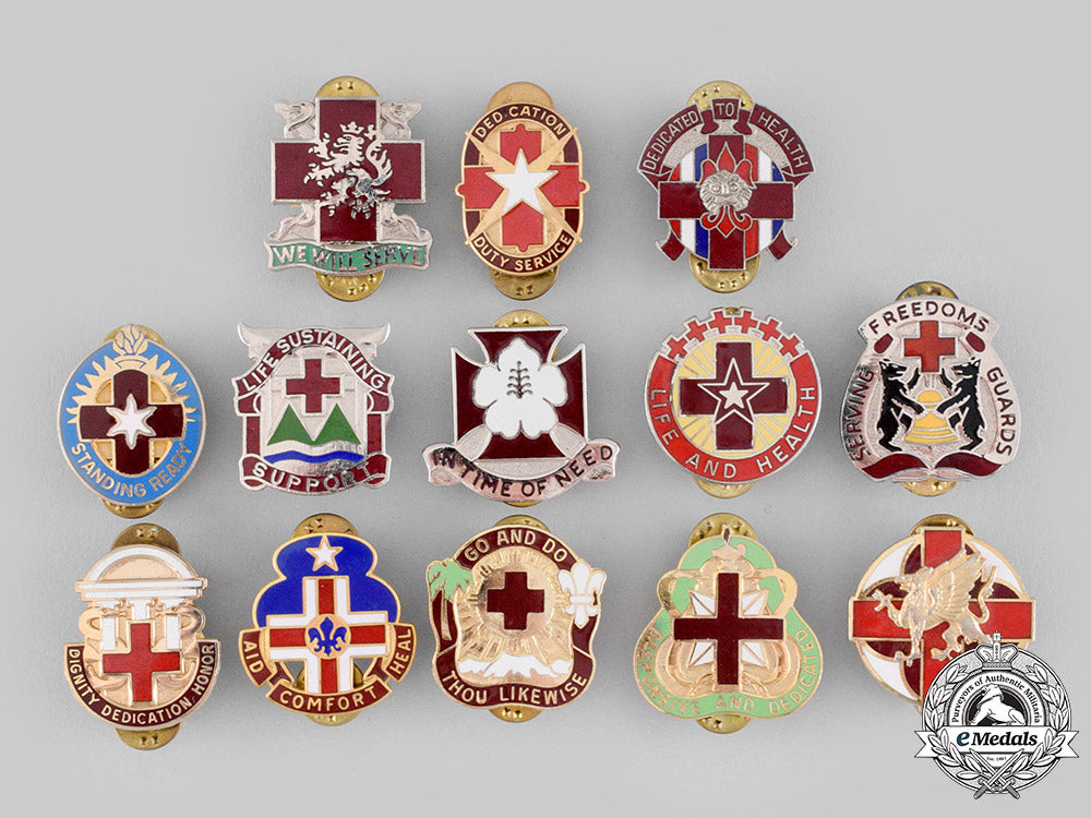 united_states._a_lot_of_thirteen_united_states_army_medical_hospital_lapel_badges_ci19_5496